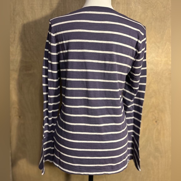 Banana Republic Malibu Tee purple/white stripes flare cuff size S - Picture 4 of 10